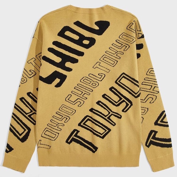 (A23) NEW SHEIN Men Letter Pattern Sweater, Size Large, NWOT - Picture 2 of 8